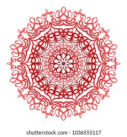 Red Mandala. Vintage decorative elements. Hand drawn background. vector illustration