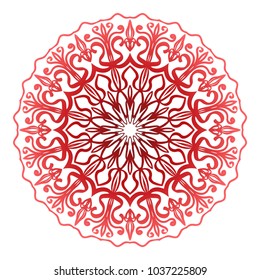 Red Mandala. Vintage decorative elements. Hand drawn background. vector illustration