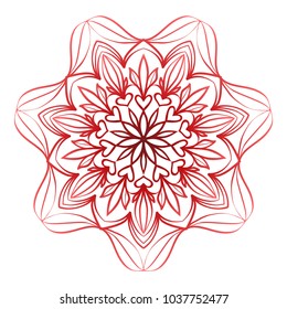 Red Mandala. Vintage decorative elements. Hand drawn background. vector illustration