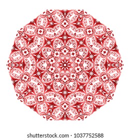 Red Mandala. Vintage decorative elements. Hand drawn background. vector illustration