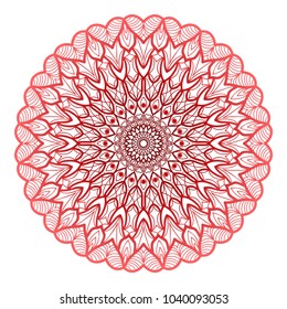 Red Mandala. Vintage decorative elements. Hand drawn background. vector illustration