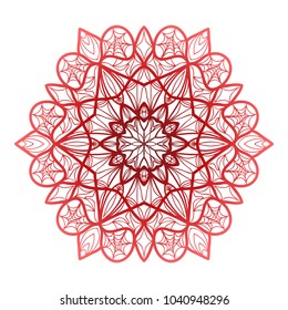 Red Mandala. Vintage decorative elements. Hand drawn background. vector illustration