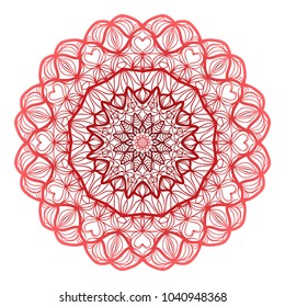 Red Mandala. Vintage decorative elements. Hand drawn background. vector illustration