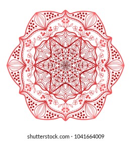 Red Mandala. Vintage decorative elements. Hand drawn background. vector illustration