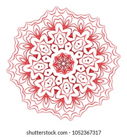 Red Mandala. Vintage decorative elements. Hand drawn background. vector illustration