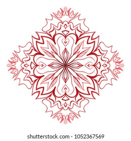 Red Mandala. Vintage decorative elements. Hand drawn background. vector illustration