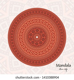 Red mandala. Vintage decorative elements. Oriental pattern, vector illustration, eps10. Stock image. Islam, Arabic, Indian, turkish, pakistan, chinese, ottoman motifs. Ethnic style.