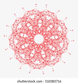 Red mandala. White background.