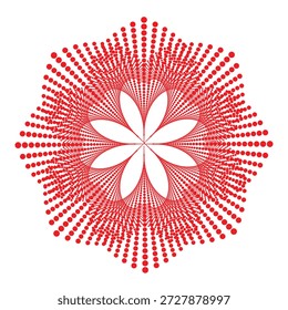 Red Mandalic Floral Dot Matrix Geometric Pattern.