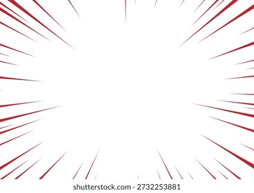 Red manga-style focus line, effect line illustration (passion, sale, impact)