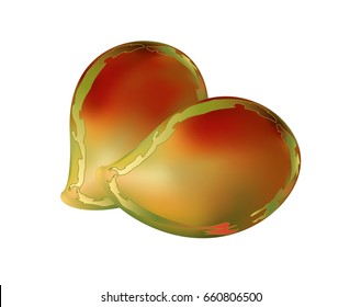 Red mangoes isolated