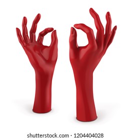 Red mannequin female hand. Vector 3D illustration isolated on a white background