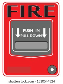 Red Manual call point for fire alarm protection Vector on white background.