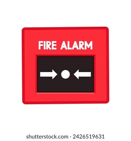 Red manual call point for fire alarm vector. Red manual call point isolated on white background.