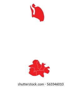 Red map of antigua Barbuda