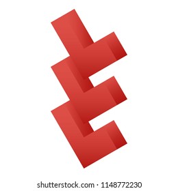 Red map arrow icon. Isometric of red map arrow vector icon for web design isolated on white background