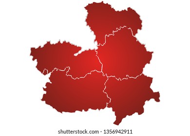 Red map of Castilla la Mancha.