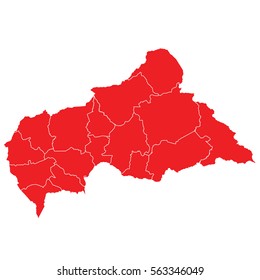 Red map of central African Republic