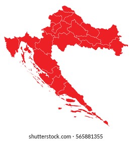 Red map of croatia