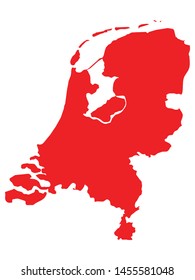 Red Map of European Country of Netherlands