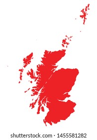 Red Map of European Country of Scotland