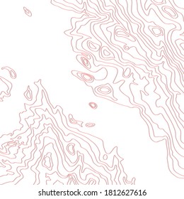 Red map line of topography. Mountain hiking.Topographic map concept with space for your copy. 3D Cartography concept background. Map mockup infographics. World map Template. Stock vector illustration
