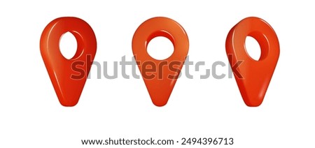 Red map locator, pin realistic 3d map pointers isolated . Realistic vector design location symbols template.