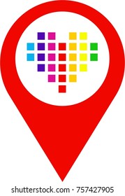 red map mark, gay location, point flat