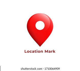 Red map marker floating on white background. Location pointer, address pin concept. 