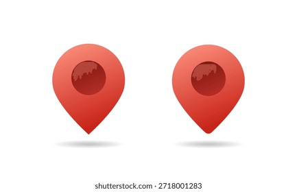 Rotes Kartenmarkierungssymbol. Pin, Ziel und Navigationssymbol