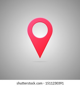 Red map marker isolated on gray background. Vector illustration.