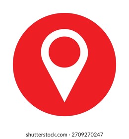 Icono de pin de marcador de mapa rojo para interfaces de ubicación y navegación