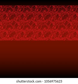 red map with monochrome seamless contour ornament consisting of flowers, leaves of abstract shapes in a light tone in the form of a strip