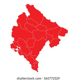 Red map of montenegro
