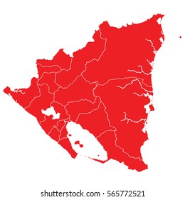 Red map of nicaragua