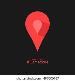 Red Map Pin icon. Abstract Flat Icon. Vector Eps.10