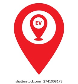 Red map pin icon with EV label inside
