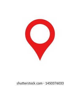 Red map pin icon in flat style. Pointer symbol, marker sign, gps position, navigation button. Vector illustration