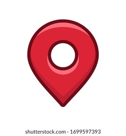 Red map pin icon, location symbol design, map marker sign