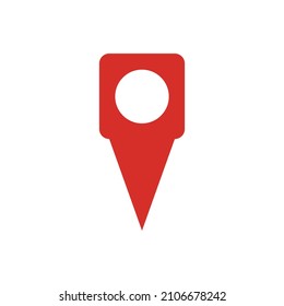 Red map pin icon. Vector.