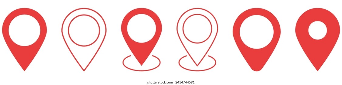 Rote Pin-Symbole. Symbol für Website-Design, Logo, App, UI. Vektorgrafik, EPS10
