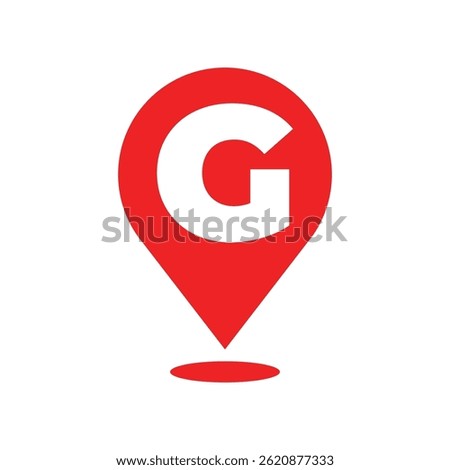 Red Map Pin with Letter G Alphabet Symbol Vector Icon on White Background