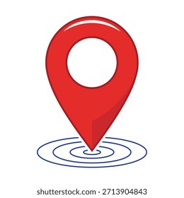 Ícone de marcador de localização do pino do mapa vermelho com efeito de ondulação