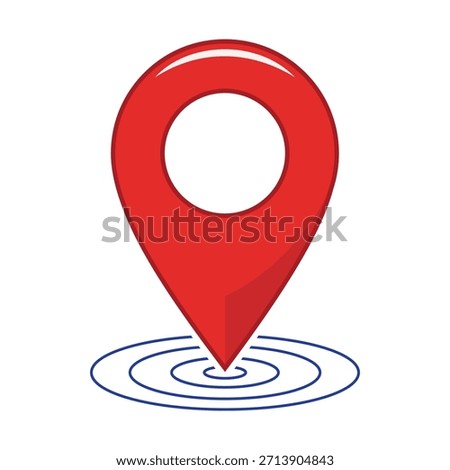 Red map pin location marker icon with ripple effect