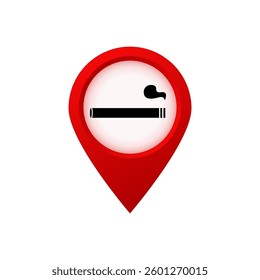 Red map pin showing a smoking icon, suggesting a no smoking zone or a designated smoking area.
