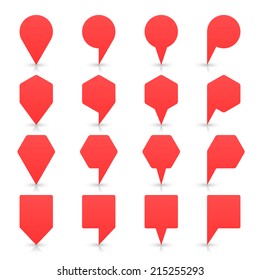 Icono rojo de la ubicación del signo del alfiler del mapa con la sombra gris y la reflexión en el fondo blanco en estilo plano simple. Este elemento de Diseño web Guardar en la Ilustración vectorial 8 eps