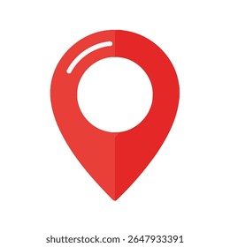 A red map pin vector icon in a simple flat style, used to mark location or GPS point