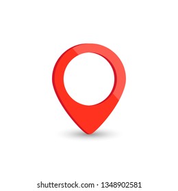 Red map pointer. 3D destination pointer with shadow.