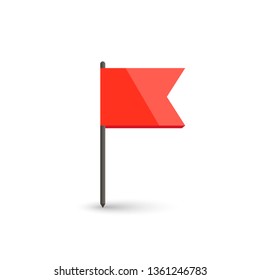 Red map pointer. 3D destination pointer with shadow.