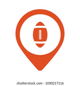 Red map pointer with american football icon